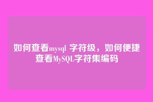 如何查看mysql 字符级，如何便捷查看MySQL字符集编码