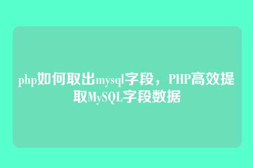 php如何取出mysql字段,PHP高效提取MySQL字段数据