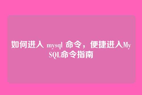 如何进入 mysql 命令,便捷进入MySQL命令指南