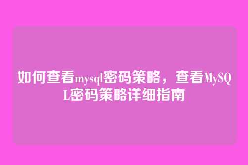 如何查看mysql密码策略,查看MySQL密码策略详细指南