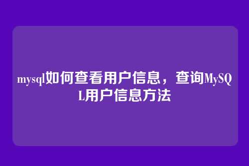 mysql如何查看用户信息,查询MySQL用户信息方法