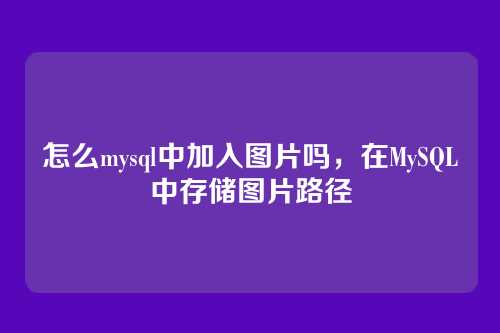 怎么mysql中加入图片吗,在MySQL中存储图片路径