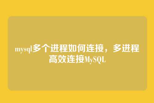 mysql多个进程如何连接,多进程高效连接MySQL