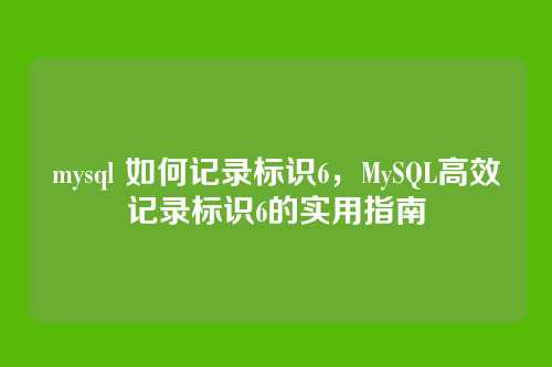mysql 如何记录标识6,MySQL高效记录标识6的实用指南