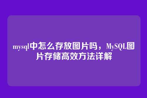 mysql中怎么存放图片吗,MySQL图片存储高效方法详解