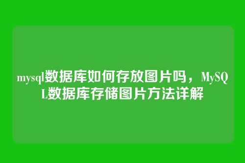 mysql数据库如何存放图片吗，MySQL数据库存储图片方法详解