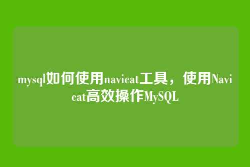 mysql如何使用navicat工具,使用Navicat高效操作MySQL