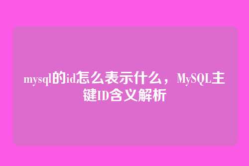 mysql的id怎么表示什么,MySQL主键ID含义解析