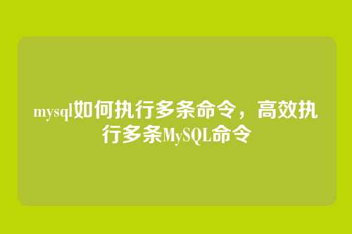 mysql如何执行多条命令,高效执行多条MySQL命令