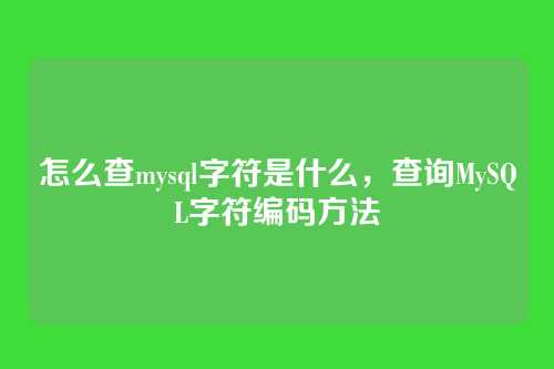 怎么查mysql字符是什么,查询MySQL字符编码方法
