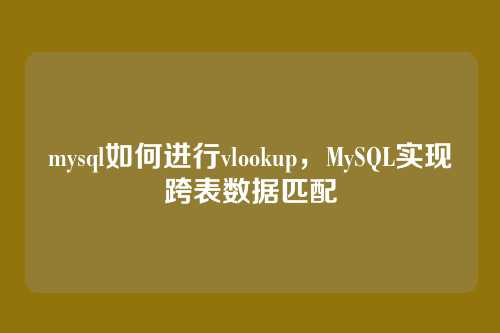 mysql如何进行vlookup，MySQL实现跨表数据匹配