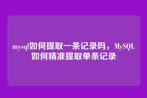 mysql如何提取一条记录吗,MySQL如何精准提取单条记录