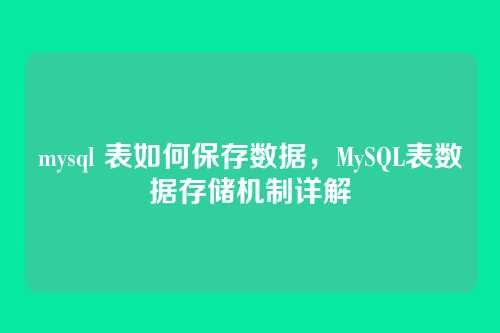 mysql 表如何保存数据,MySQL表数据存储机制详解