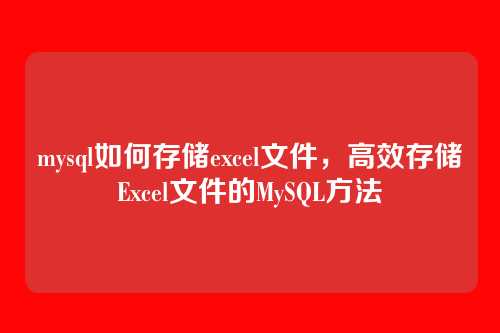 mysql如何存储excel文件,高效存储Excel文件的MySQL方法