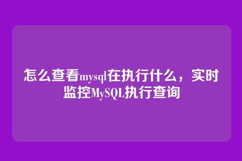 怎么查看mysql在执行什么,实时监控MySQL执行查询