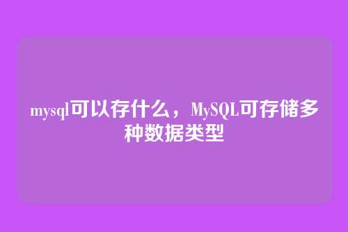 mysql可以存什么，MySQL可存储多种数据类型