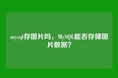 mysql存图片吗,MySQL能否存储图片数据?