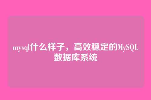 mysql什么样子,高效稳定的MySQL数据库系统