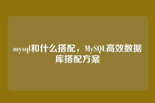 mysql和什么搭配,MySQL高效数据库搭配方案