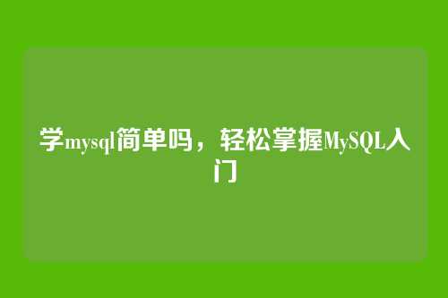 学mysql简单吗,轻松掌握MySQL入门