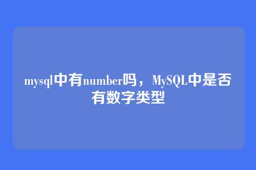 mysql中有number吗,MySQL中是否有数字类型