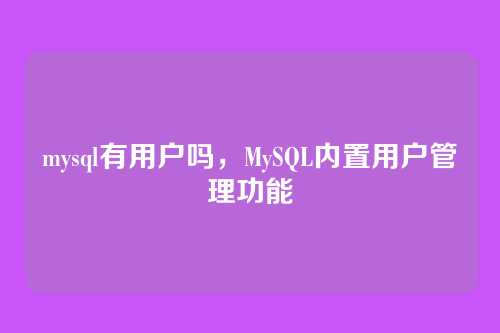 mysql有用户吗,MySQL内置用户管理功能