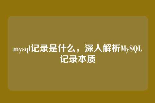 mysql记录是什么，深入解析MySQL记录本质