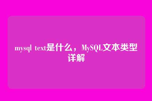 mysql text是什么,MySQL文本类型详解