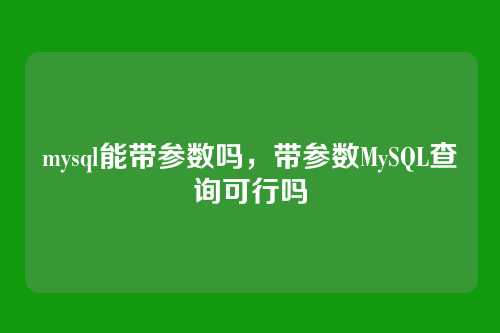 mysql能带参数吗，带参数MySQL查询可行吗