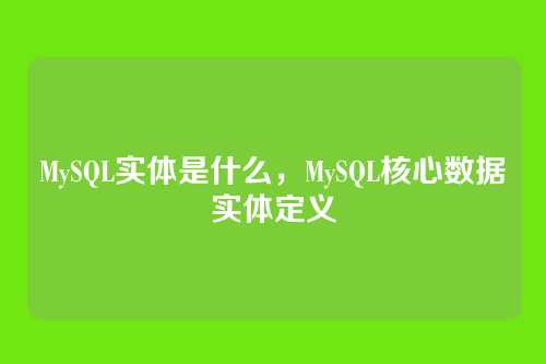 MySQL实体是什么,MySQL核心数据实体定义