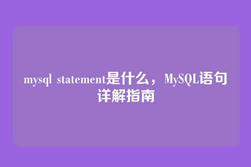 mysql statement是什么，MySQL语句详解指南