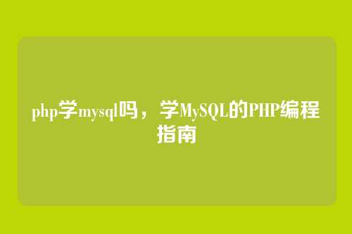 php学mysql吗，学MySQL的PHP编程指南