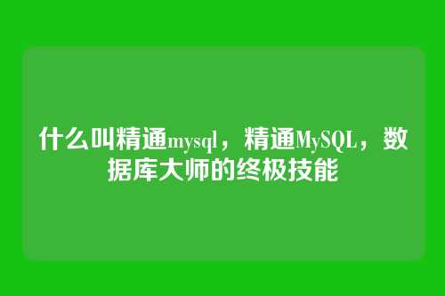 什么叫精通mysql,精通MySQL,数据库大师的终极技能