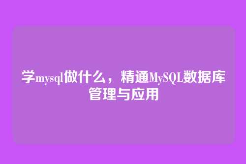 学mysql做什么,精通MySQL数据库管理与应用