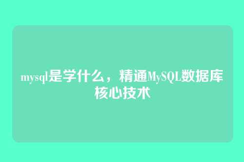 mysql是学什么,精通MySQL数据库核心技术