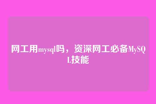 网工用mysql吗,资深网工必备MySQL技能