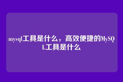 mysql工具是什么，高效便捷的MySQL工具是什么