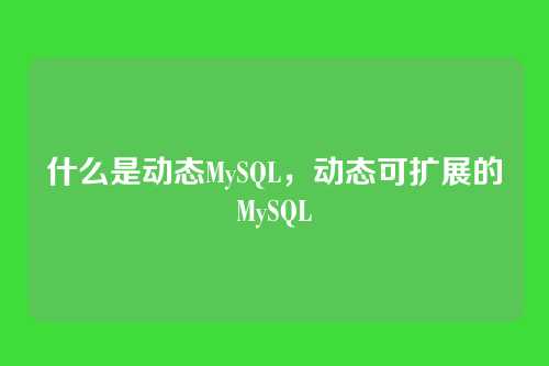什么是动态MySQL,动态可扩展的MySQL