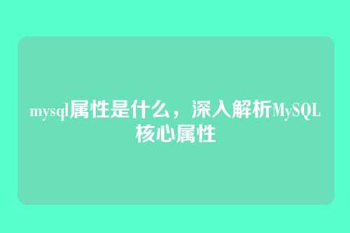mysql属性是什么,深入解析MySQL核心属性