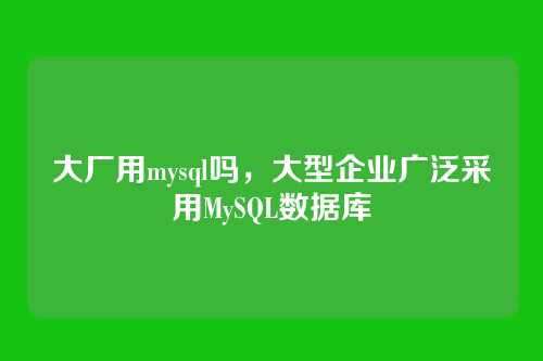大厂用mysql吗,大型企业广泛采用MySQL数据库
