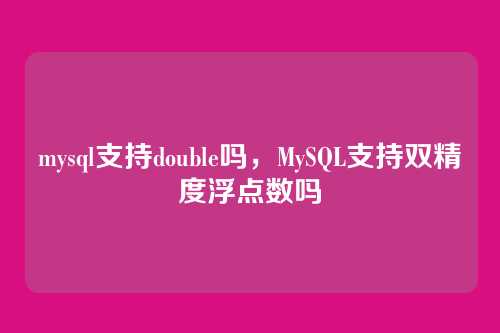 mysql支持double吗,MySQL支持双精度浮点数吗