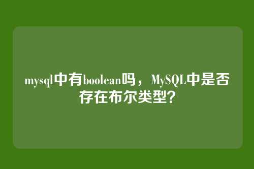 mysql中有boolean吗，MySQL中是否存在布尔类型？