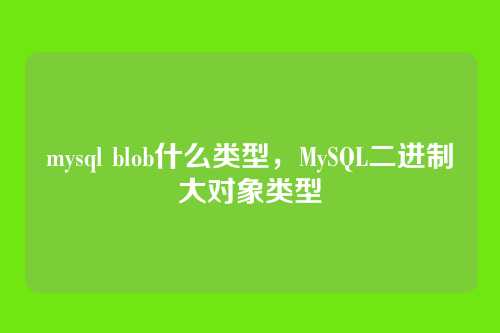 mysql blob什么类型，MySQL二进制大对象类型
