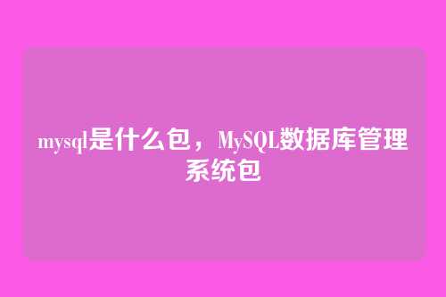 mysql是什么包,MySQL数据库管理系统包