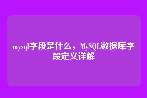 mysql字段是什么,MySQL数据库字段定义详解