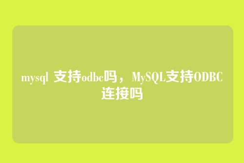 mysql 支持odbc吗,MySQL支持ODBC连接吗