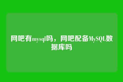 网吧有mysql吗,网吧配备MySQL数据库吗