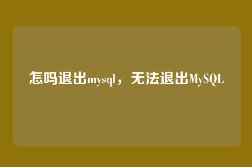 怎吗退出mysql,无法退出MySQL